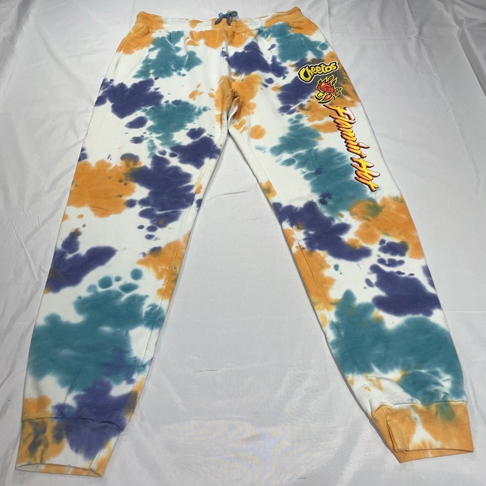 Cheetos Flamin Hot Tie Dye Sweatpants Mens Large Orange Purple Teal‎ Joggers